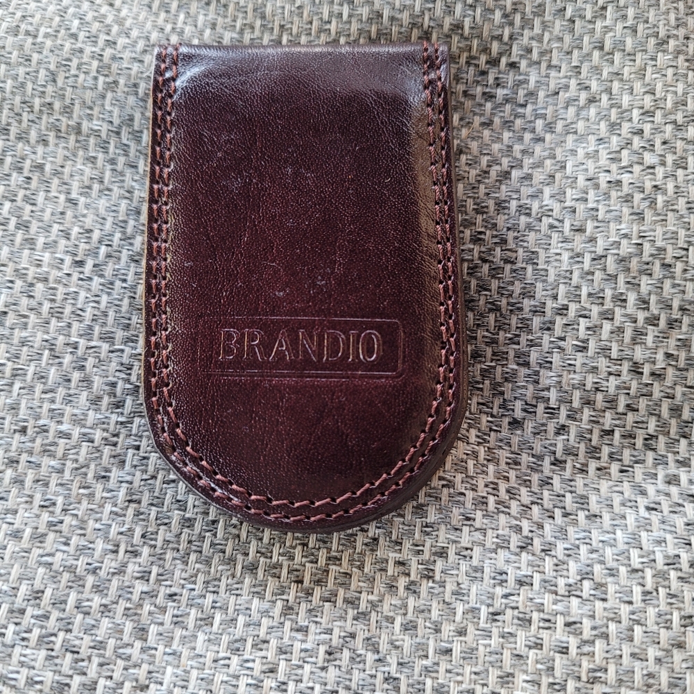 Brandio brown leather money clip